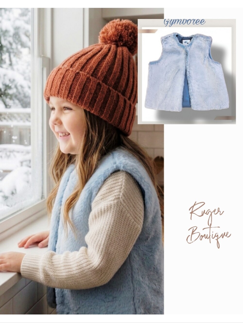 🌿Gymboree XS 4 Girls Frost Blue Faux Fur Vest Fully Lined